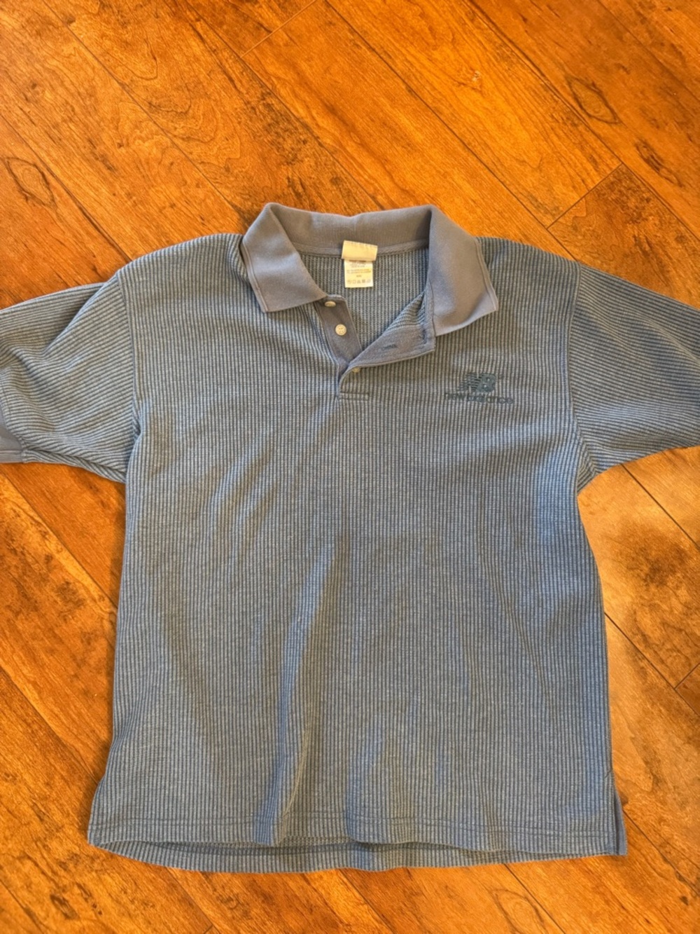 New balance  Men's Light Blue Textured Short-Sleeve Polo